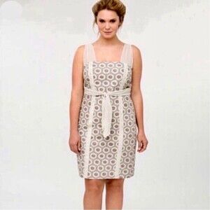 Isabel Toledo for Lane Bryant Tan linen geometric sheath dress Size 24